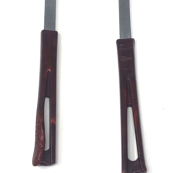 Vintage Maroon Bakelite Style Handles Stanhome Spatula & Large Slotted Spoon Set - Picture 9 of 11